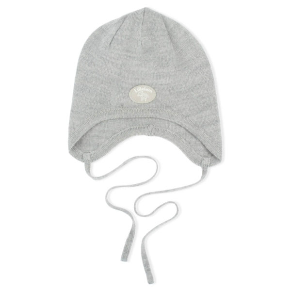 Lillelam_Babylue basic_mellomgrå Tynn babylue med knyting i 100% merinoull fra Lillelam i fargen mellomgrå