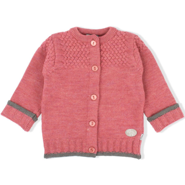 Kardigan med knapper fra Lillelam i 100% merinoull i fargen cerise